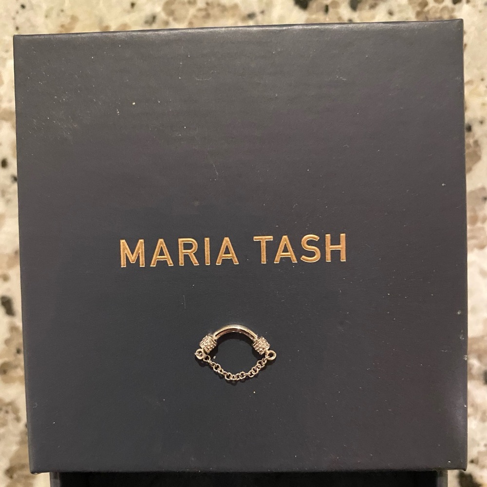 NIB Maria Tash Septum Spinner Chain White Gold 16G 8mm